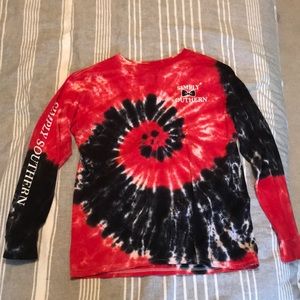 Red and black tye dye simply southern shirt